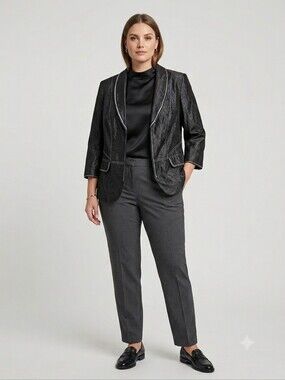 Gerry Weber Black Metallic Contrast Stitch Blazer Jacket US 16